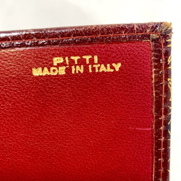 PITTI Italian Mid Century Blood Red Gilt Embossed Leather Clutch Wallet Gorgeous - Picture 15 of 16